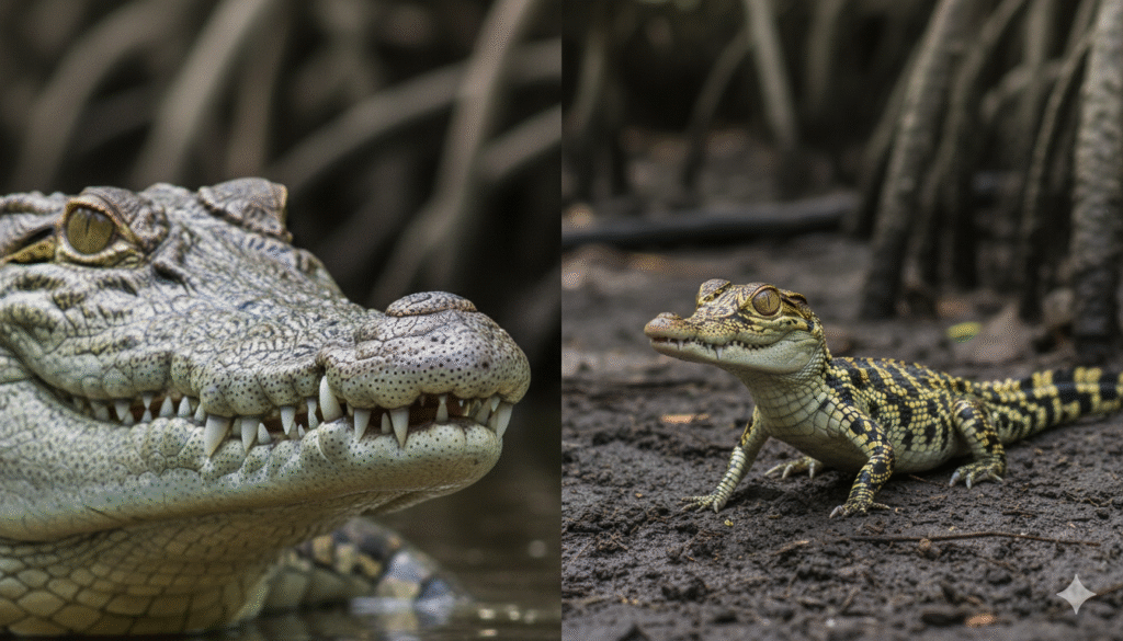 Detalle del hocico ancho de un Cocodrilo de Morelet.