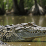 Cocodrilo de Morelet (Crocodylus moreletii) adulto en su hábitat de humedal.